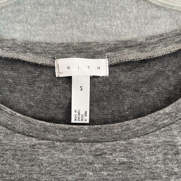 Leith Asymmetric Ruched Dress Womens Small Gray Minimalist Capsule Fitted Crew - Picture 6 of 10